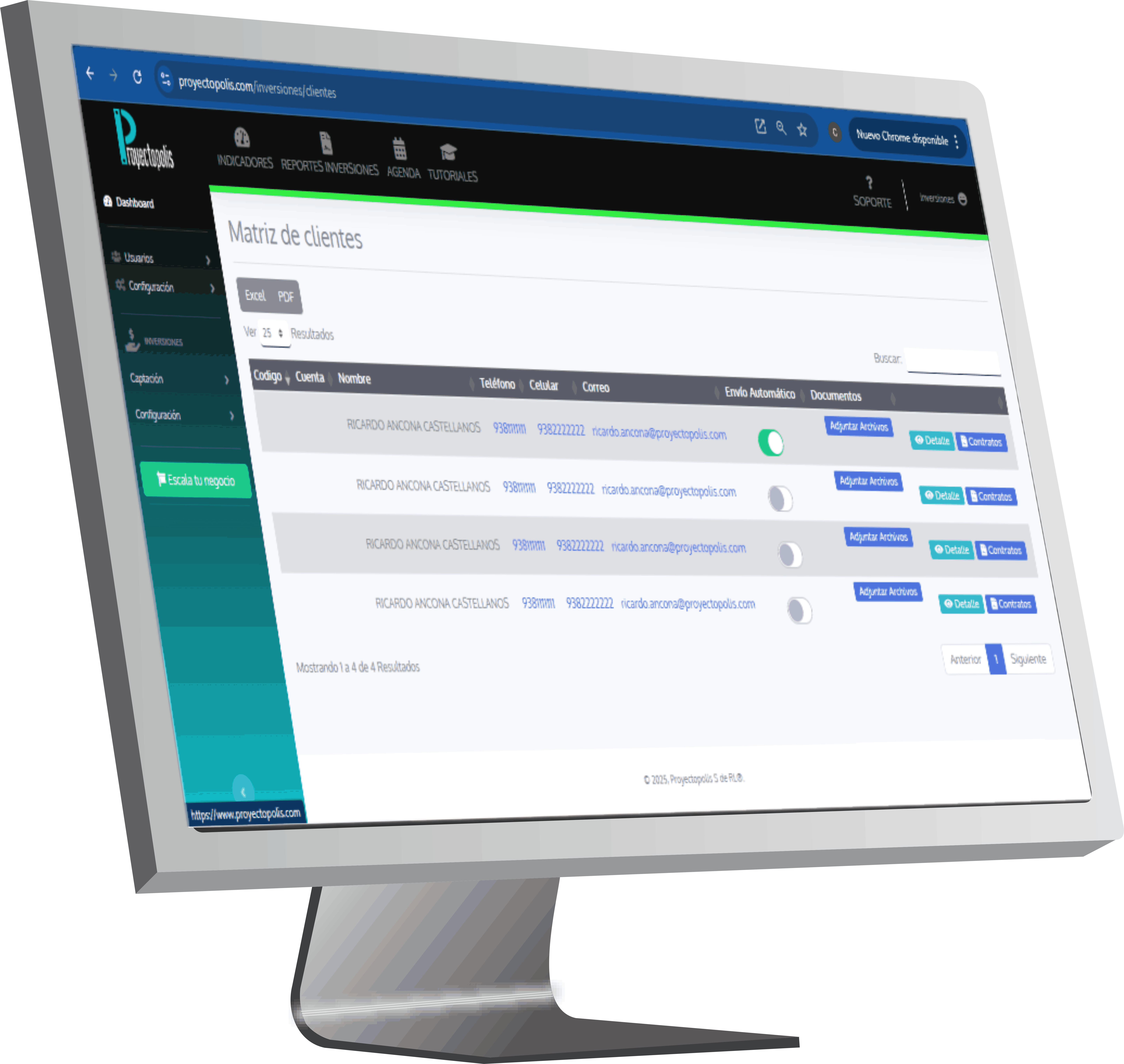 Pantalla mostrando un gráfico de organización, representando un software para gestión de proyectos.